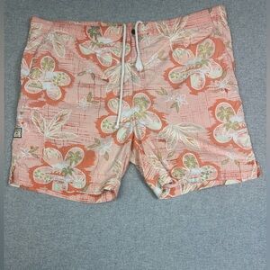 Tommy Bahama Swim Trunks Mens XL‎ Orange Floral Hawaii Shorts Bathing Suit Beach